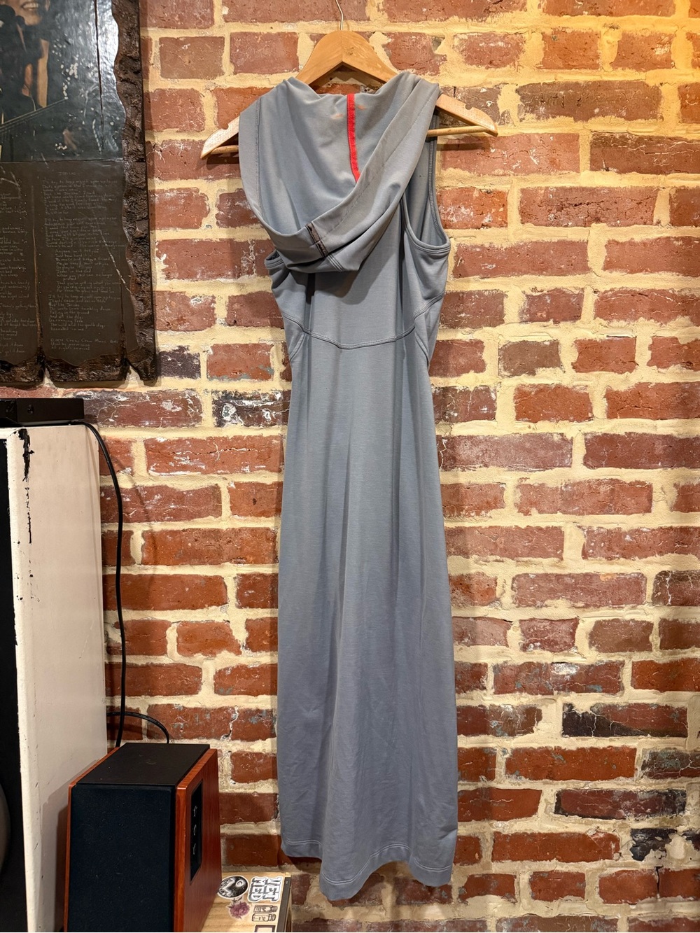 ATHLETA Sleeveless Hooded Maxi Dress with Pockets Spandex Blend - Gray